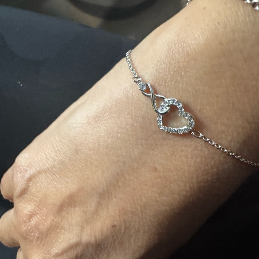 Swarovski Elegant Silver Heart Infinity Bracelet